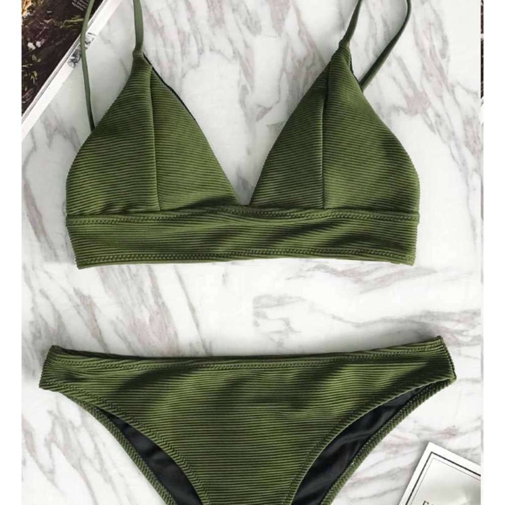 Green Ribbed Bikini